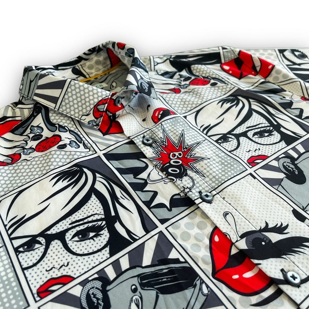 Comic Button Down White Oh Snap Shirt - image 2